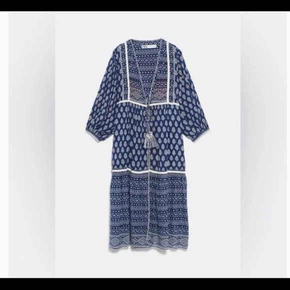 Zara Embroidered Kimono with Tassels Size - Medium-Large - Picture 2 of 12